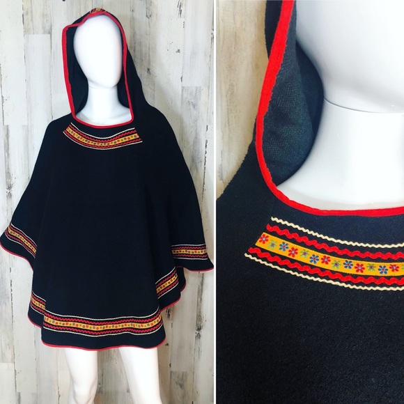 Vintage Jackets & Blazers - Vintage One of a Kind Handmade Hooded Cape Poncho
